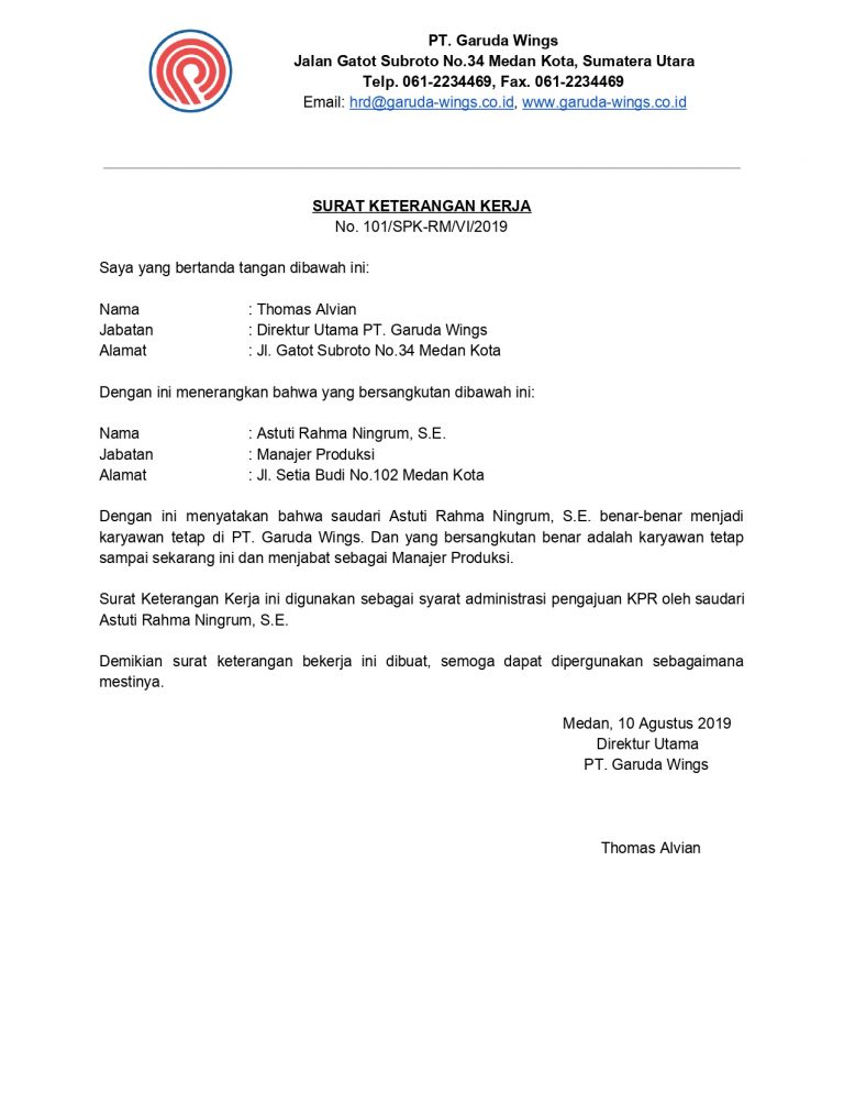 Contoh Surat Permohonan Surat Keterangan Kerja Karyawan Dari - IMAGESEE